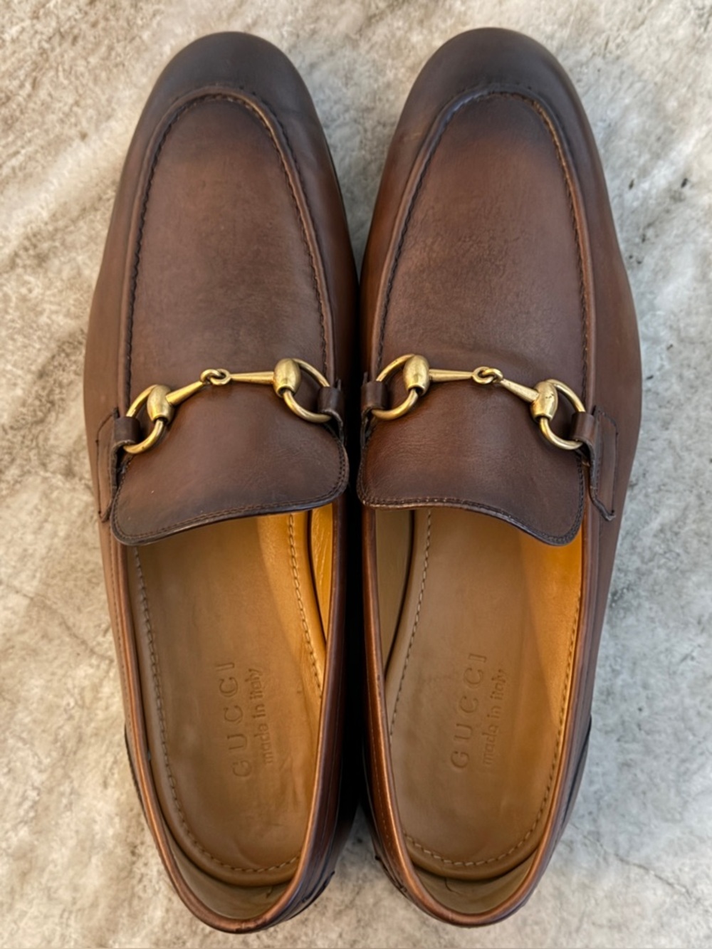 GUCCI JORDAAN Horsebit Leather Loafer Brown Ombre 9.5 / 10 US $1100 1953 - Picture 9 of 13